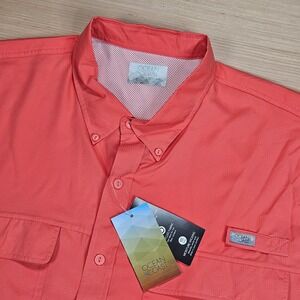 Ocean Coast Fishing Shirt Mens 3X Coral Sea Short Sleeve UPF 30 Vented NEW